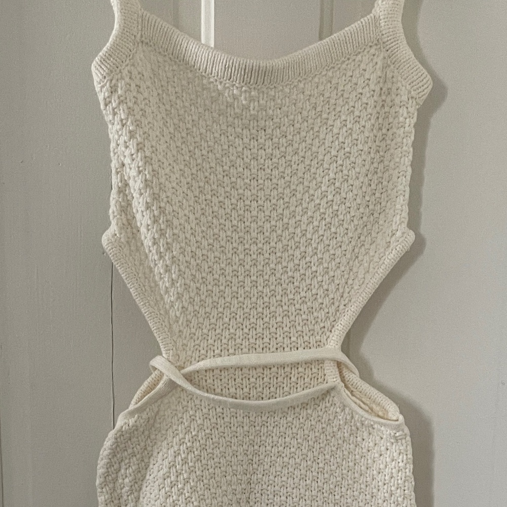 Sabo Off-White Knit Cutout Dress